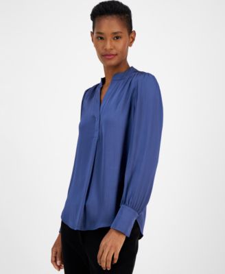 Anne Klein - Women's Pleated V-Neck Blouse