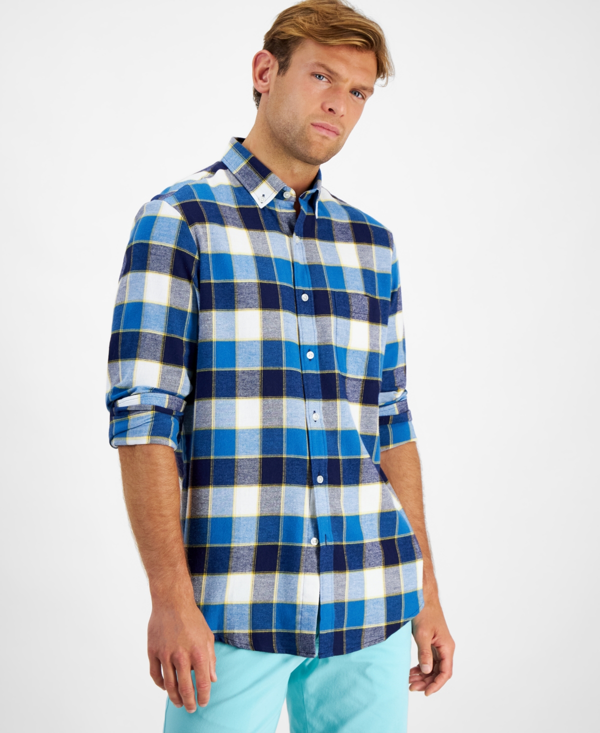 Men's Regular-Fit Plaid Flannel Shirt, Created for Macy's - Carrot Top