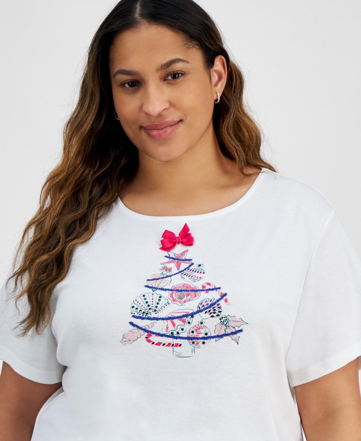 Holiday Lane Plus Size Shell Tree Graphic T-Shirt, Created for Macy's