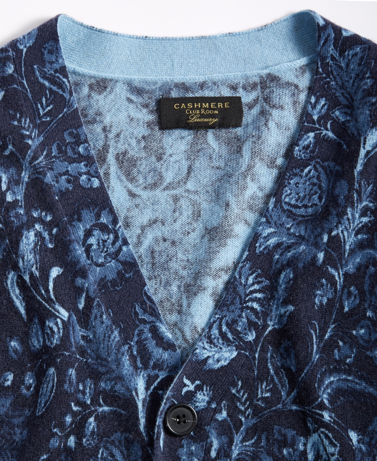 Club Room Men's Printed Cashmere V-Neck Cardigan Sweater, Created for Macy's