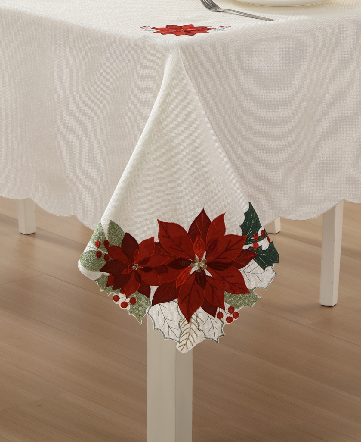 Elrene Poinsettia Cutwork Fabric Tablecloth, 60" x 102"