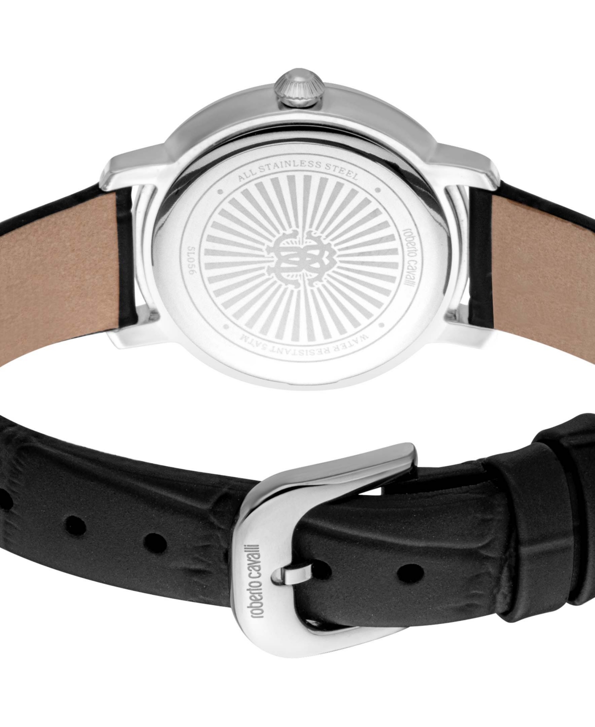 ROBERTO CAVALLI WOMEN'S QUARTZ BLACK LEATHER WATCH 30MM 
