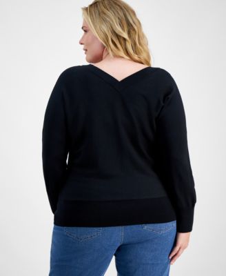 Plus Size V-Neck Dolman-Sleeve Top, Created for Macy's 