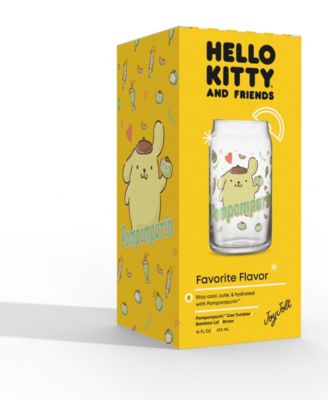 Hello Kitty and Friends Favorite Flavor Pompompurin Can Shaped Glass Tumbler with Wood Lid and Straw