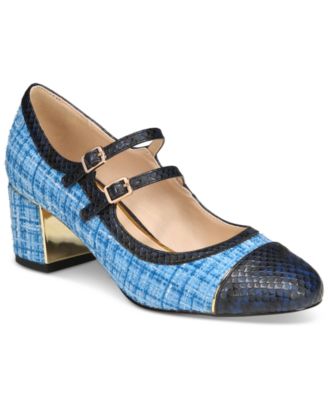 Women's Mela Luxurious Round-Toe Mary-Jane Block-Heel Pumps
