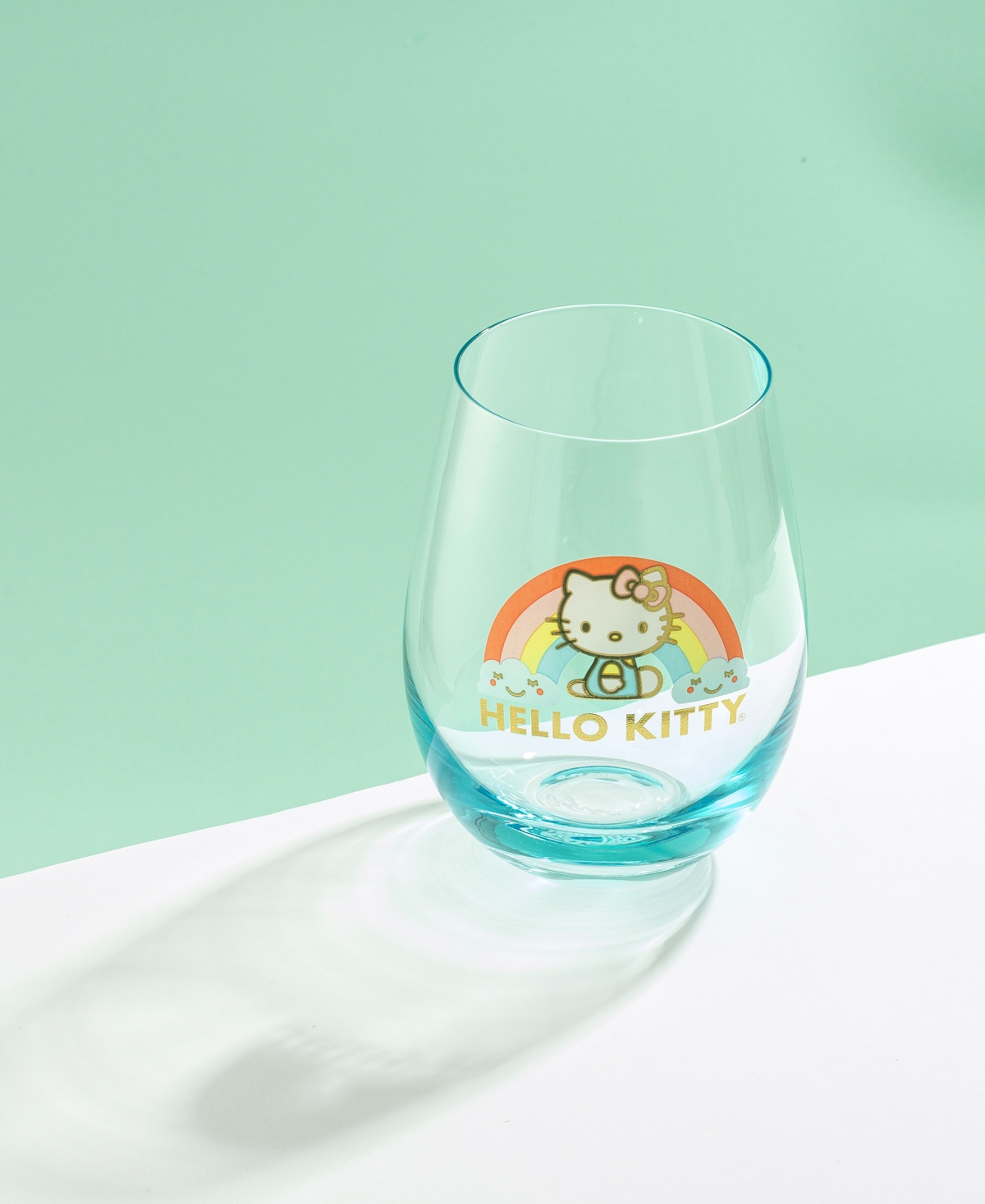 JOYJOLT HELLO KITTY SWEET RAINBOW STEMLESS DRINKING GLASSES, SET OF 4 
