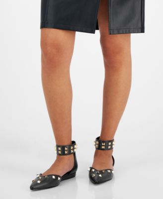 Women's Lennox Studded Ankle-Strap Flats 