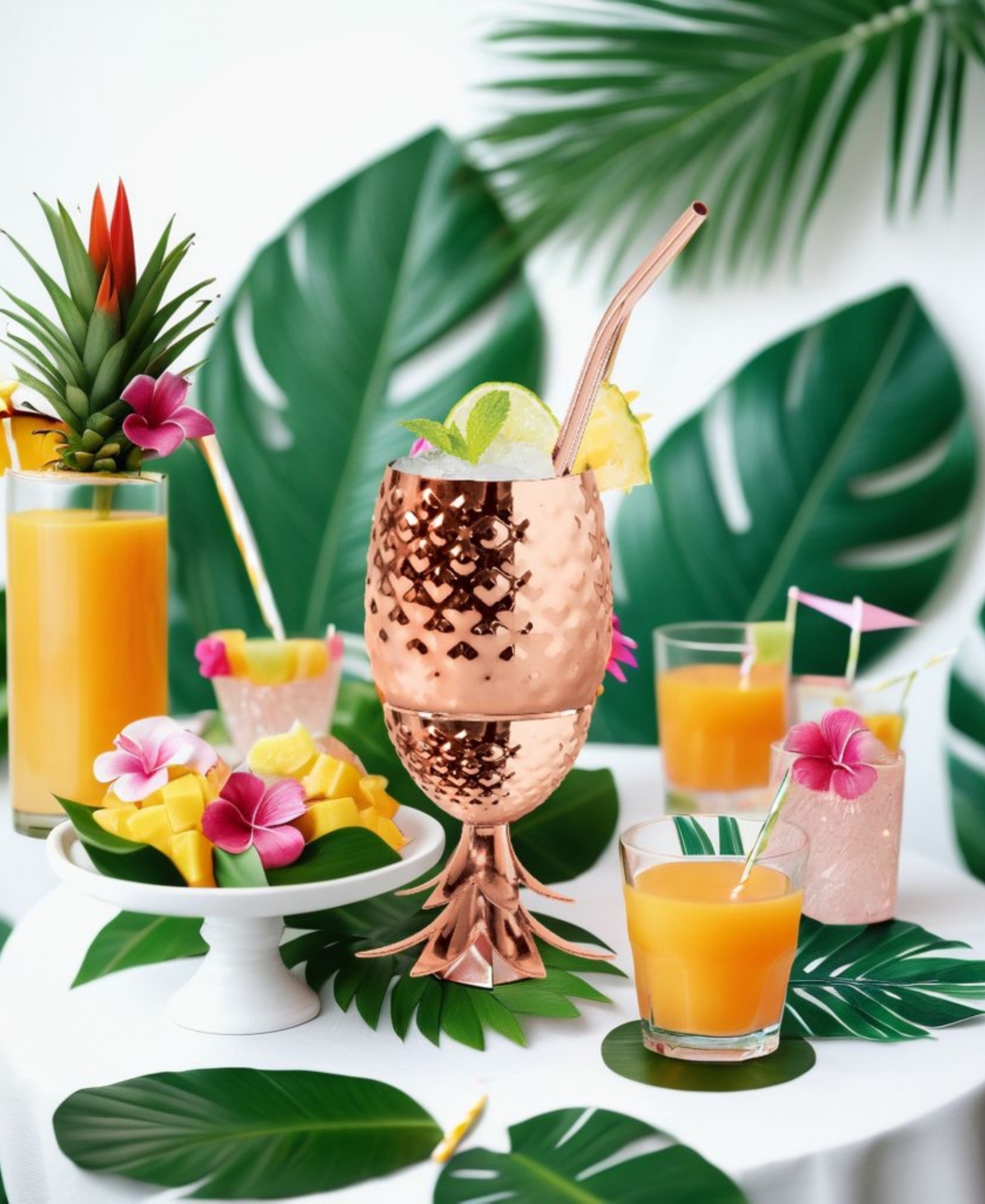Oggi 12oz Stainless Steel Pineapple Cup With Stand & Lid In Copper