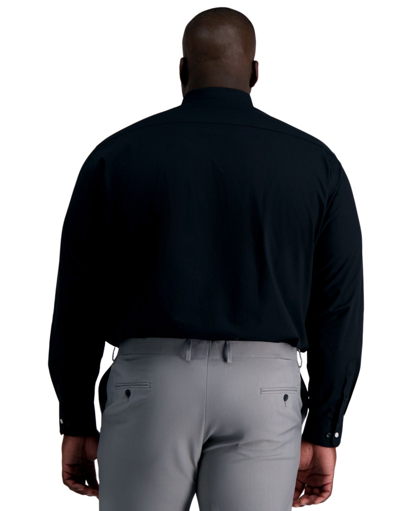Мужская рубашка Haggar Big & Tall Classic-Fit Premium Comfort Dress Shirt, цвет: Чёрный однотонный — фото 6