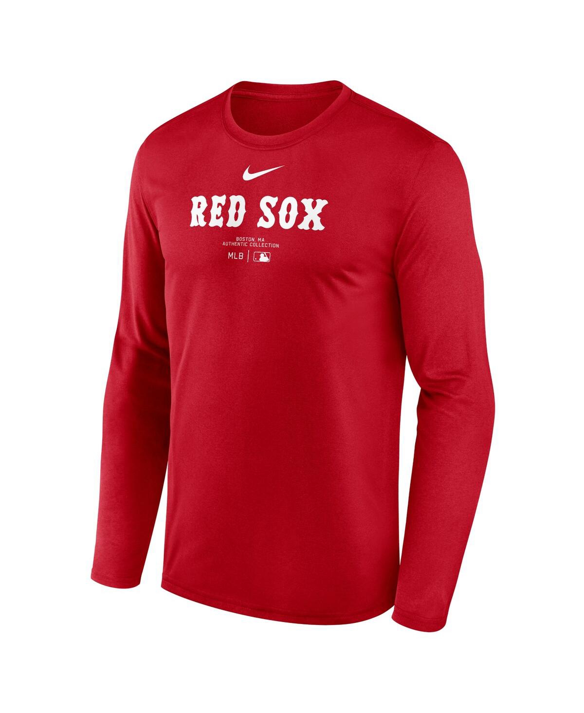 Nike Men'sBostonSox Authentic Collection Practice Performance Long Sleeve T-Shirt - Red