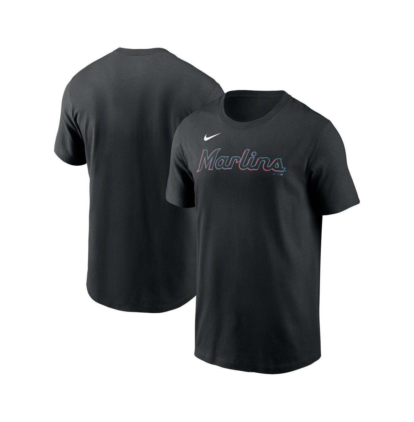 Мужская футболка Nike Black Miami Marlins Fuse Wordmark — фото 1