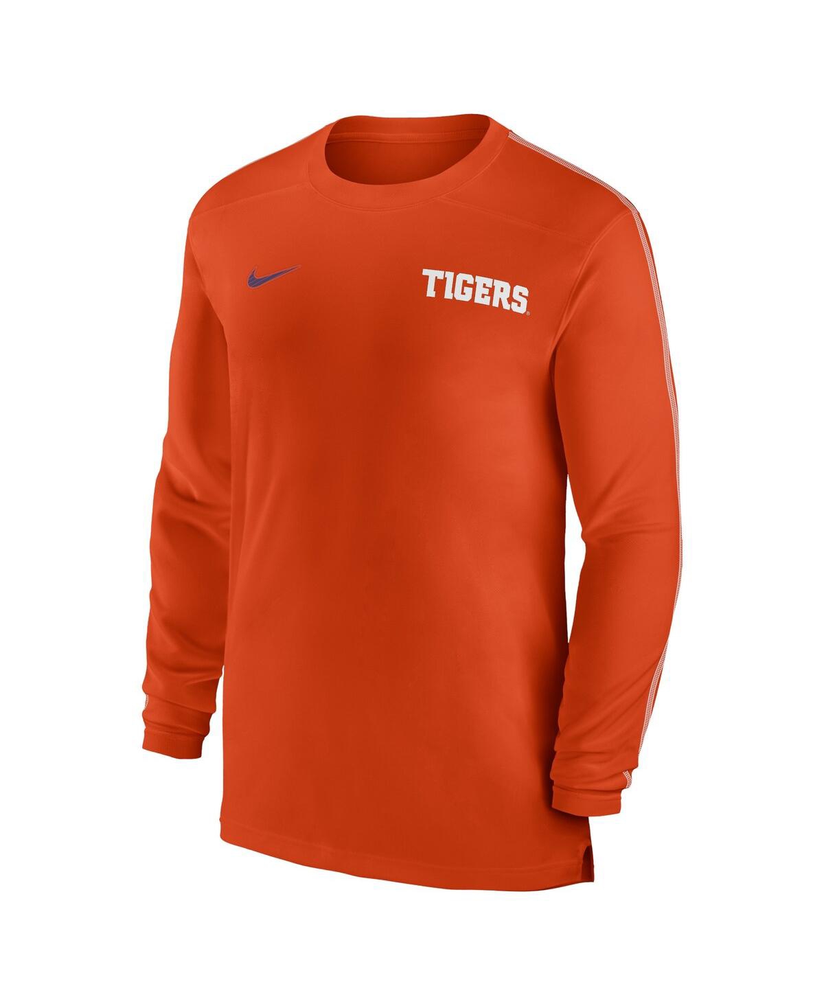 Nike Men's Orange Clemson Tigers 2024 Sideline Coach Uv Performance Long Sleeve T-shirt In Orange,white