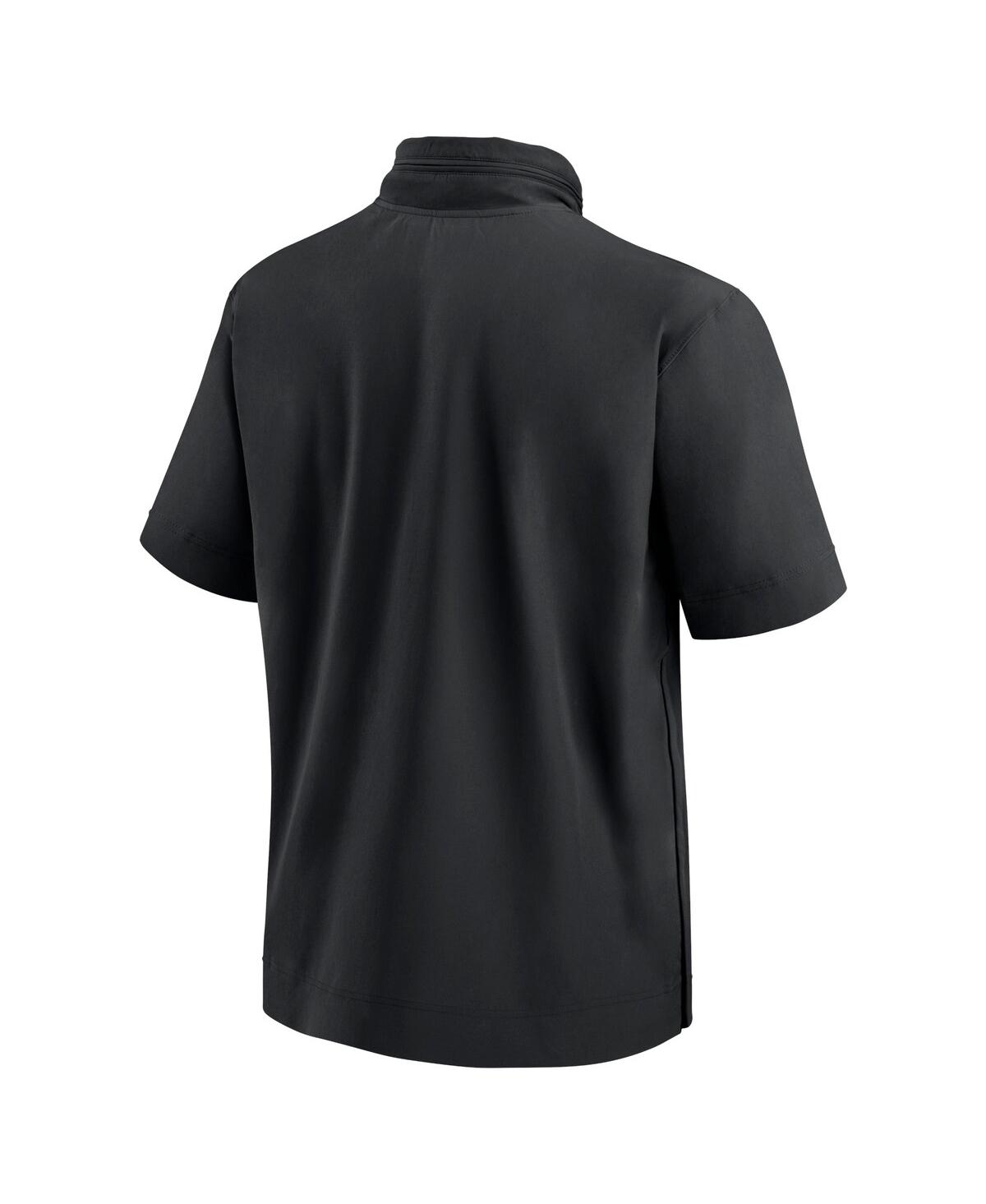 Nike Men's Black Iowa Hawkeyes 2024 Sideline Coach Short Sleeve Half-zip Hoodie Jacket In Black,gold