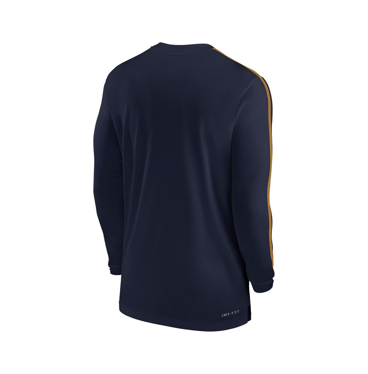 Мужская футболка Nike Navy West Virginia Mountaineers 2024 Sideline Coach UV Performance Long Sleeve — фото 3