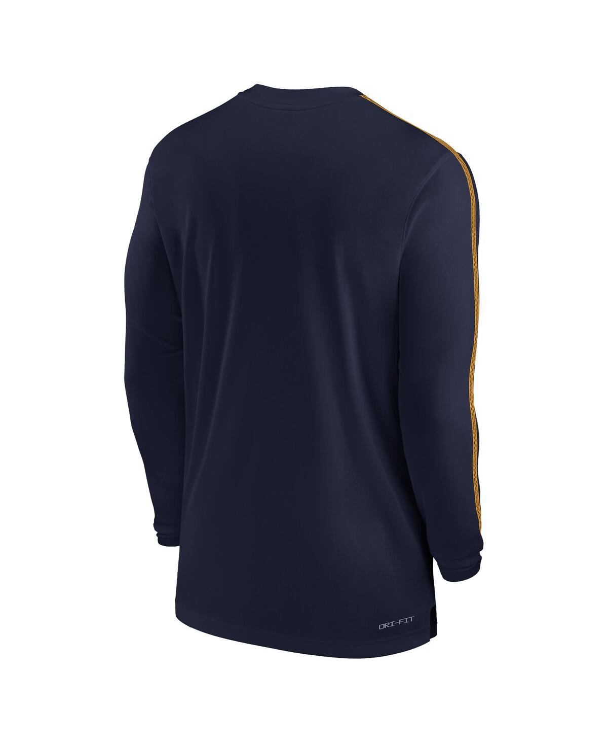 Nike Men'sWest Virginia Mountaineers 2024 Sideline Coach Uv Performance Long Sleeve T-Shirt - Navy, Gold