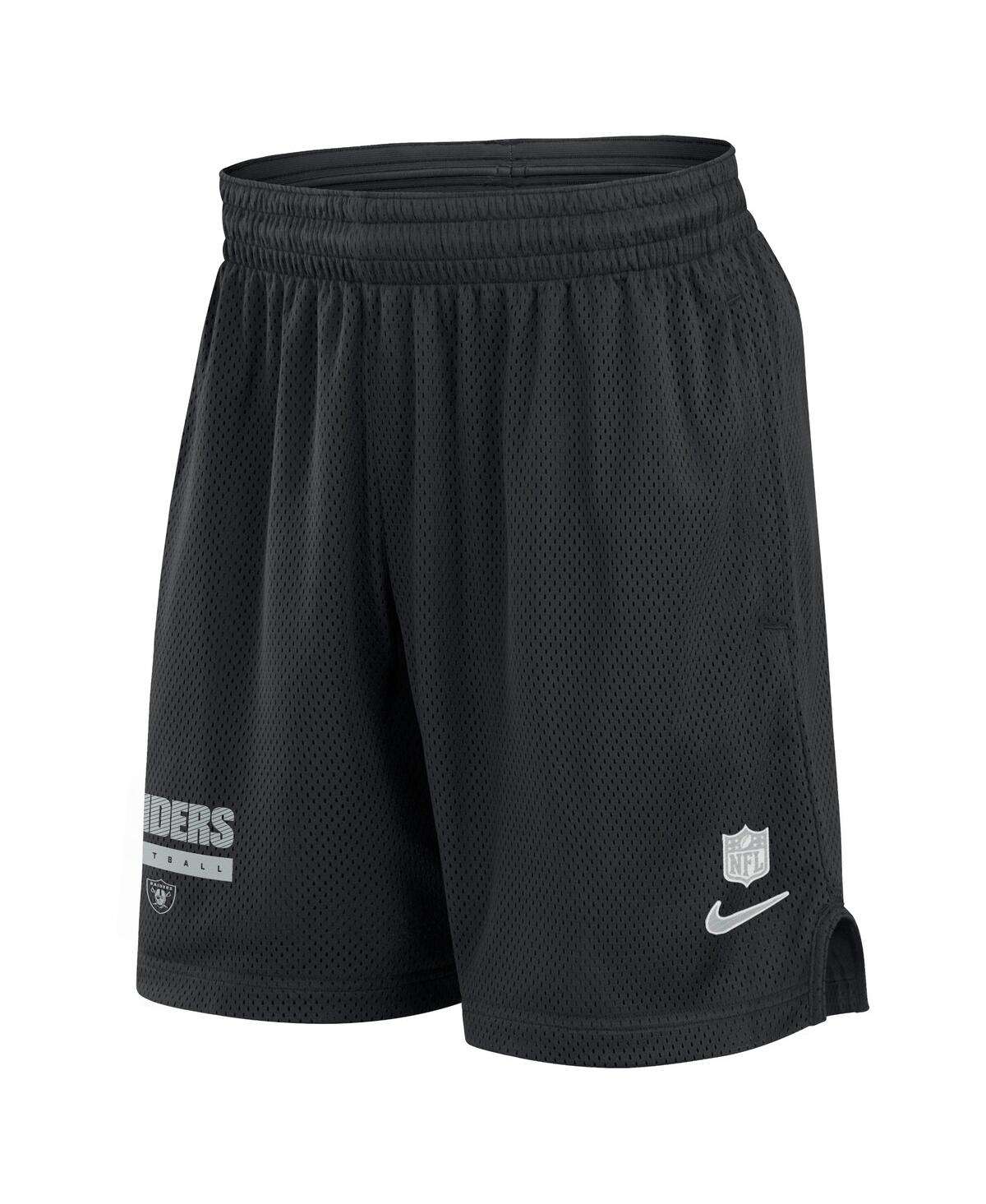 Nike Men'sLas Vegas Raiders 2024 Sideline Performance Mesh Shorts - Black, Silver