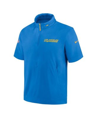 Men's Powder Blue Los Angeles Chargers 2024 Sideline Coach Short Sleeve Half-Zip Hoodie Jacket