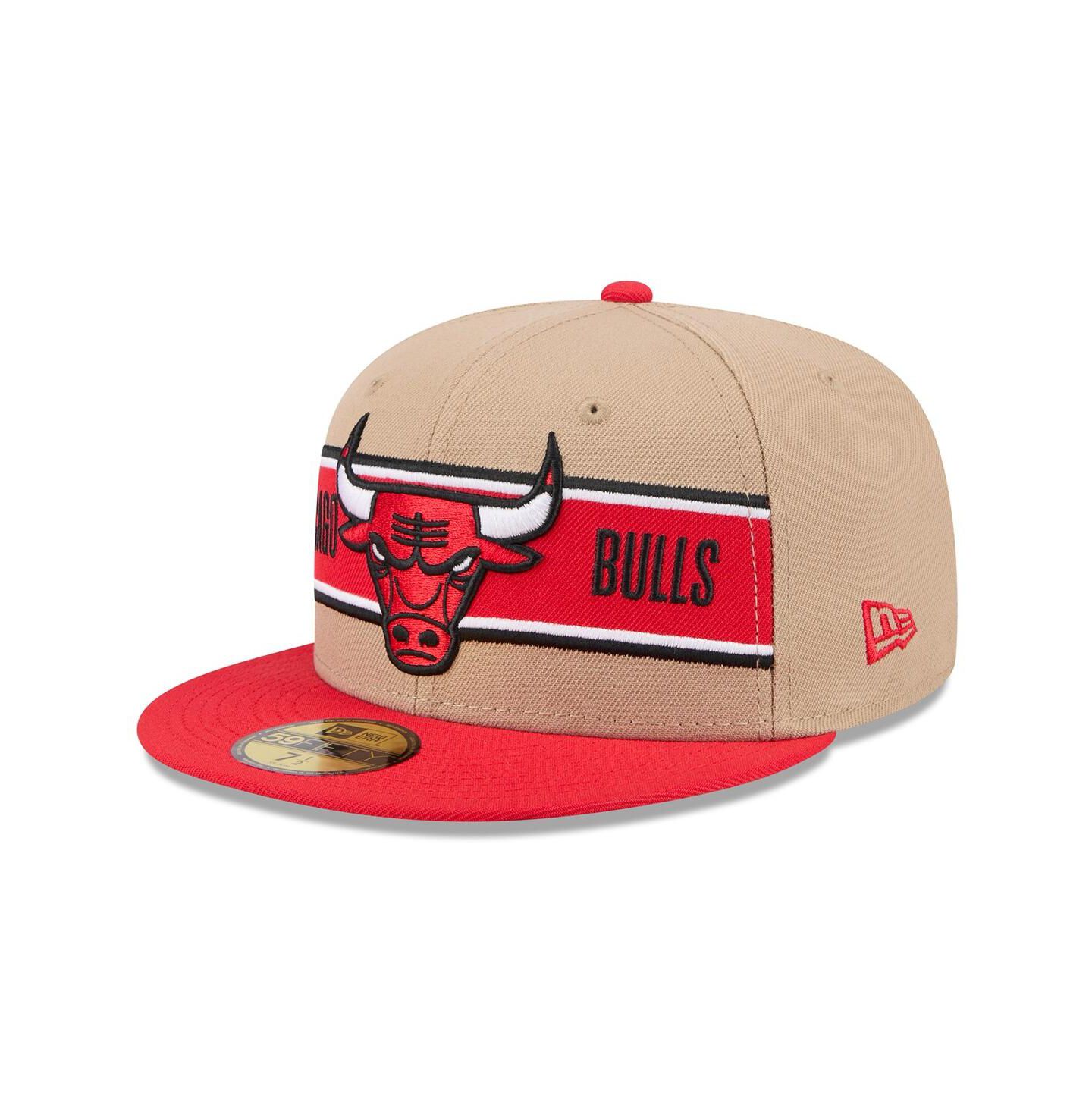 Мужская кепка New Era Tan/Red Chicago Bulls 2024 NBA Draft 59FIFTY Fitted Hat — фото 1