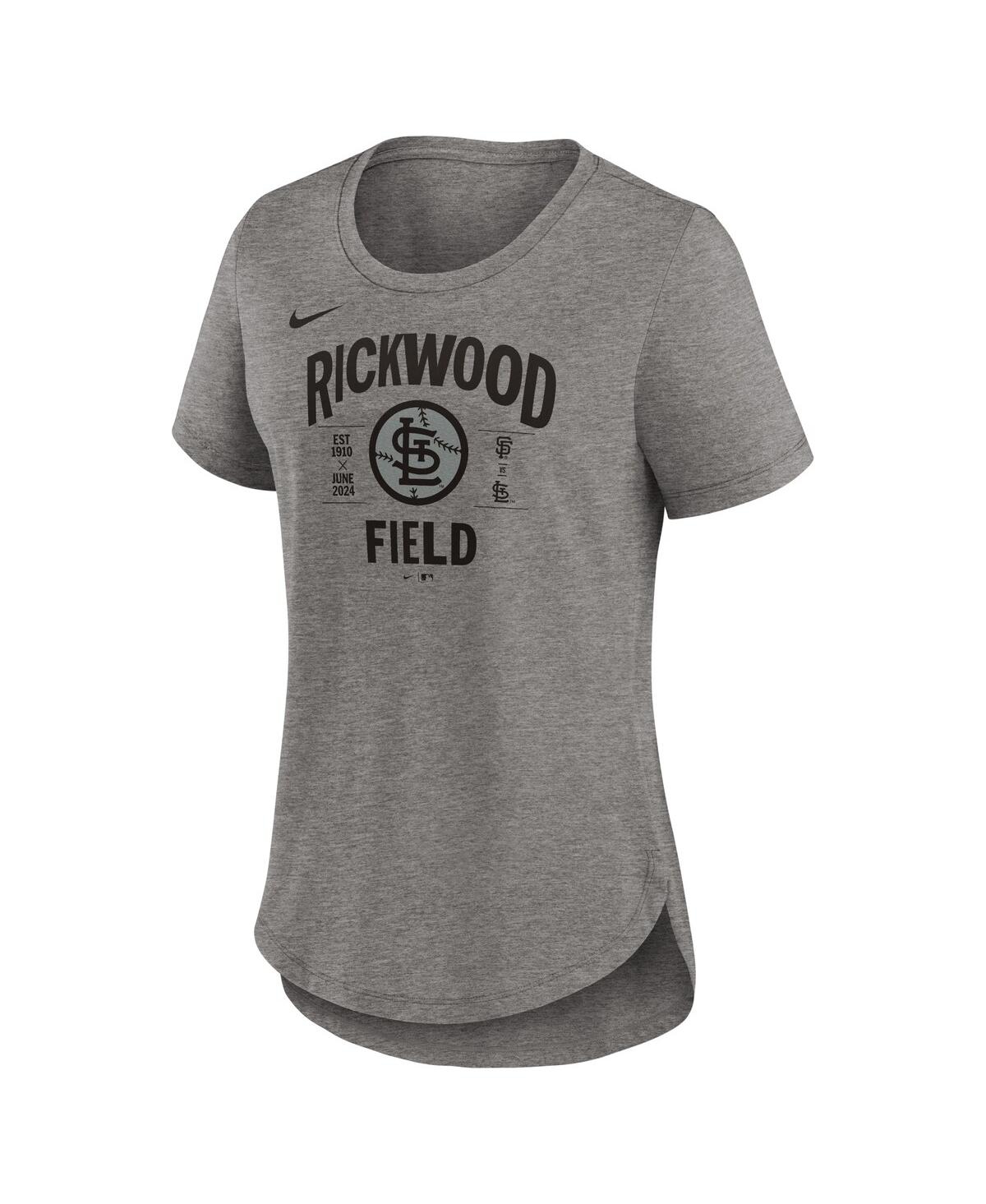 Nike Women's Heather Charcoal St. Louis Cardinals 2024 Rickwood Classic Tribute Tri-blend Scoop Neck T-sh In Heather Gray