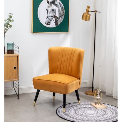 Contemporary Velvet Upholstered Accent Chair, Gold