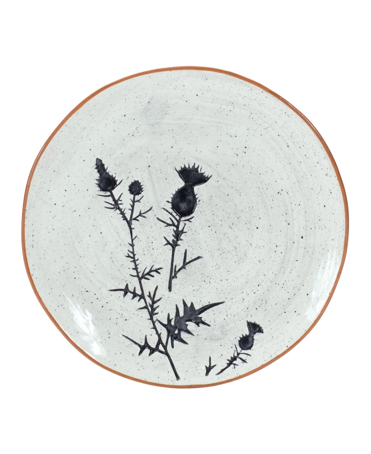 Slickblue Rustic Thistle Etched Plate With Speckled Finish (Set of 4) - White