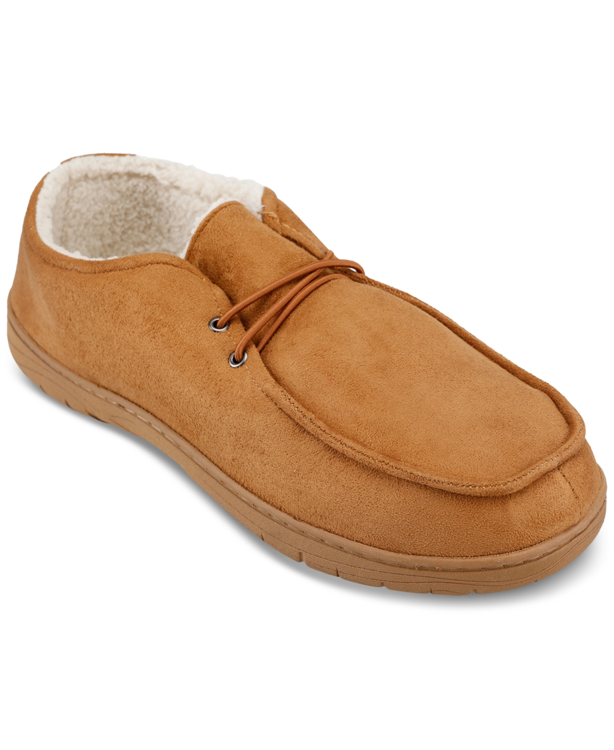 Men's Microsuede Chukka Boot Indoor/Outdoor House Slipper with Cozy Fleece Lining - Tan