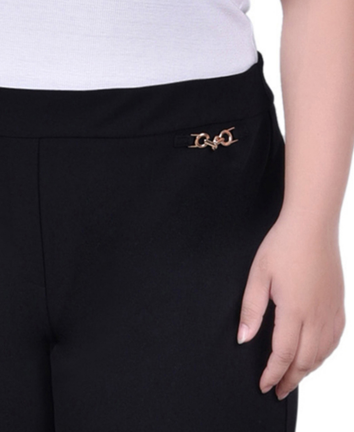 NY COLLECTION PLUS SIZE SCUBA CREPE ANKLE PANT 