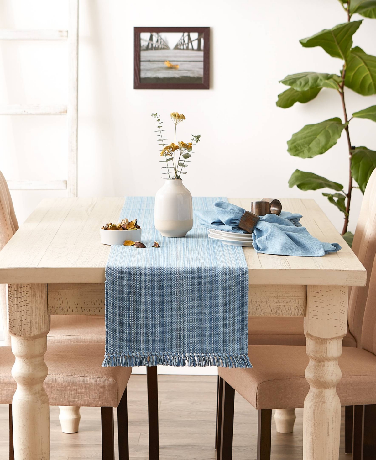 Design Imports Variegated Fringe Table Runner, 13x72 Inches