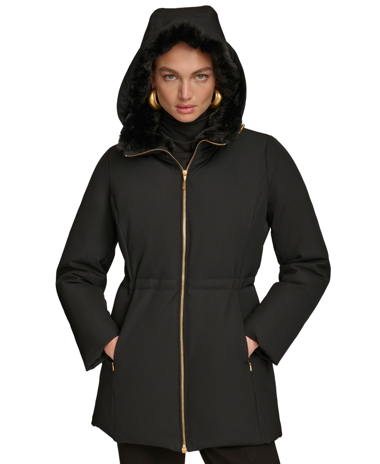 Женская куртка Donna Karan New York Faux-Fur-Collar Short Puffer — фото 1