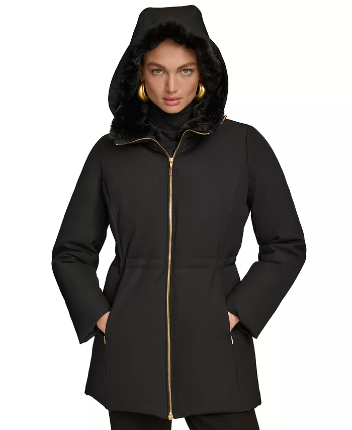 Women's Faux-Fur-Collar Short Puffer Coat