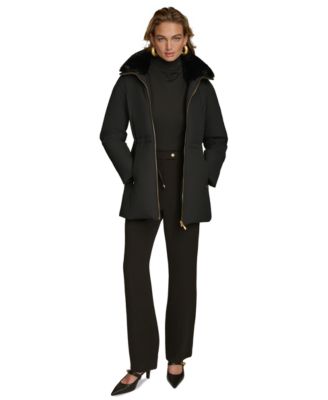Women's Faux-Fur-Collar Short Puffer Coat