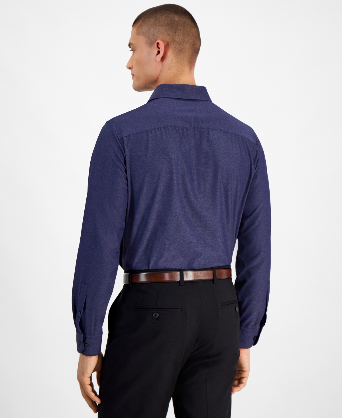 Alfani Men's Slim-Fit Melange Solid Dress Shirt, Created for Macy's -black