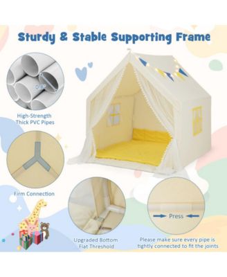 48 x 42 x 50 Inch Large Play Tent with Washable Cotton Mat Holiday Birthday Gift for Kids