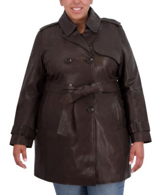 Macy's plus size leather coats best sale