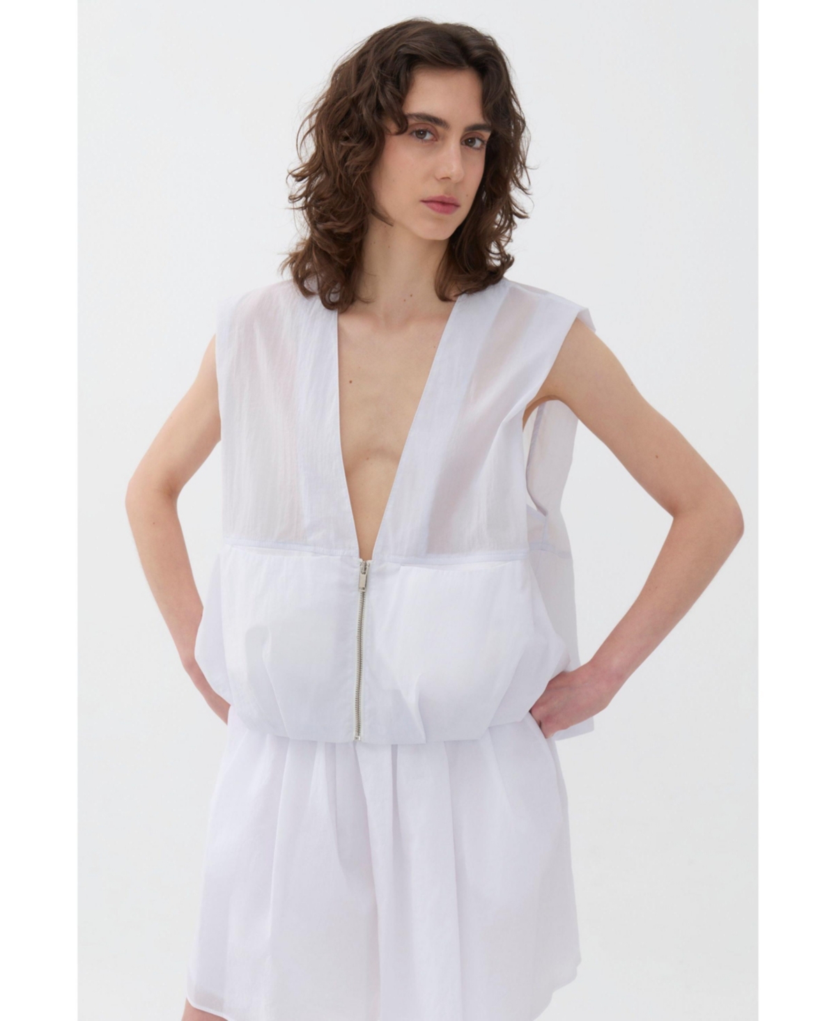 Women's Zippered Vest - White