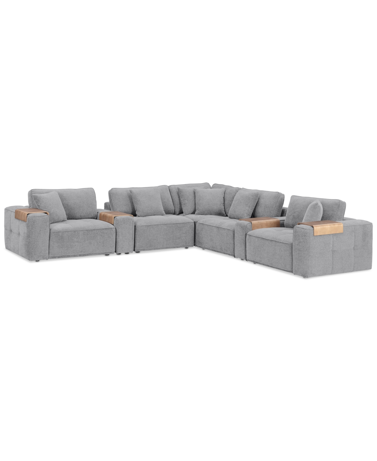 Shop Macy's Nycolle 7-pc. Modular Fabric L-shape Sectional With 2 Consoles, Created For  In Mineral