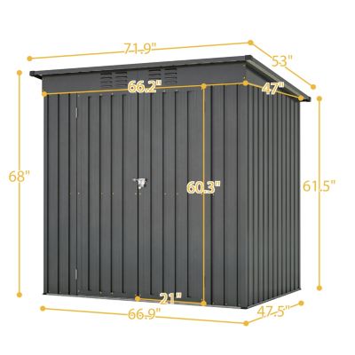 Streamdale Sturdy and Tall 72&amp;#x22; x 48&amp;#x22; x 68&amp;#x22; Black Shed with Double Hinged Door