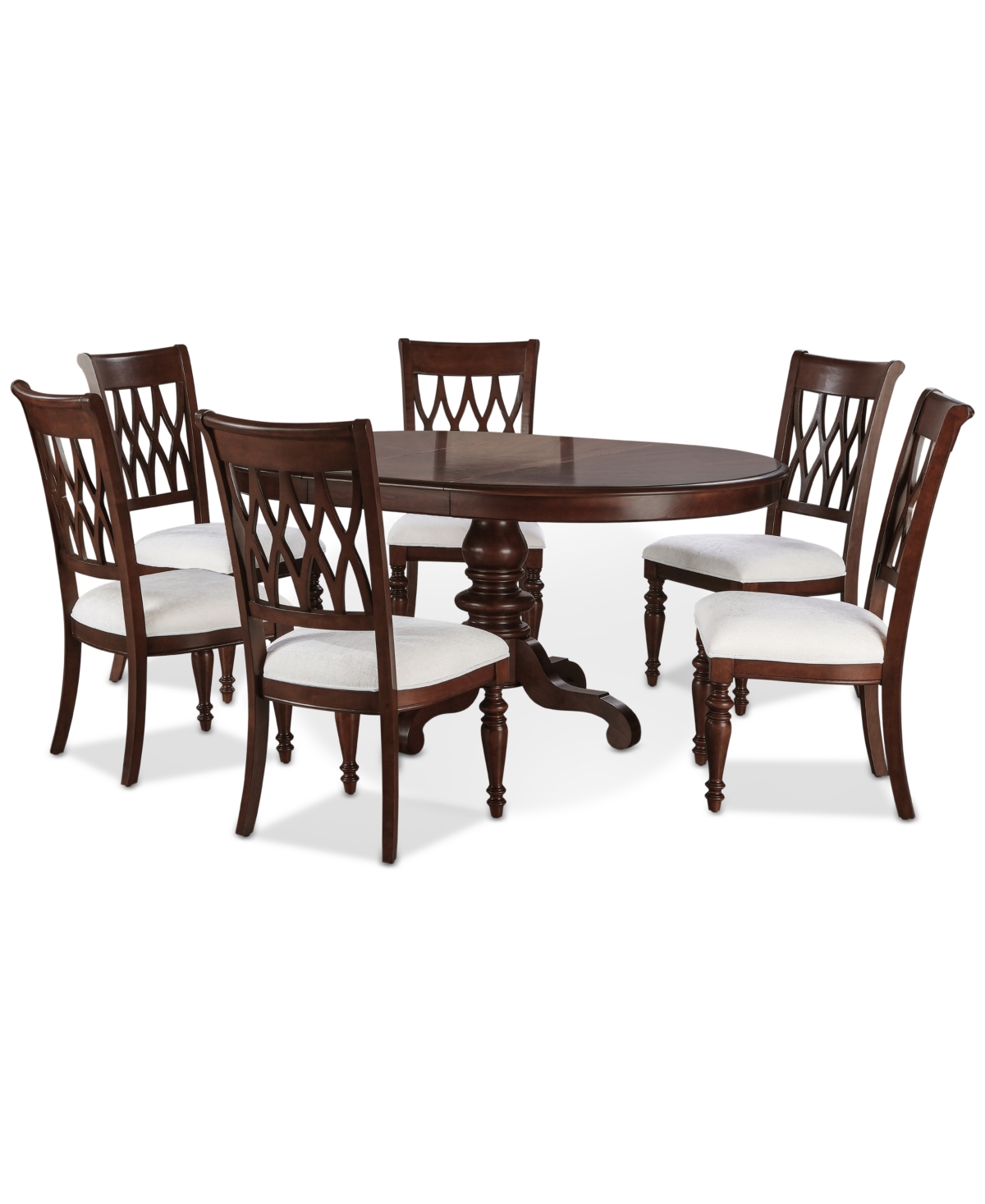 Macy's Daria 7-pc. Dining Set (round Table & 6 Upholstered Back Side Chairs), Created For  In Brown