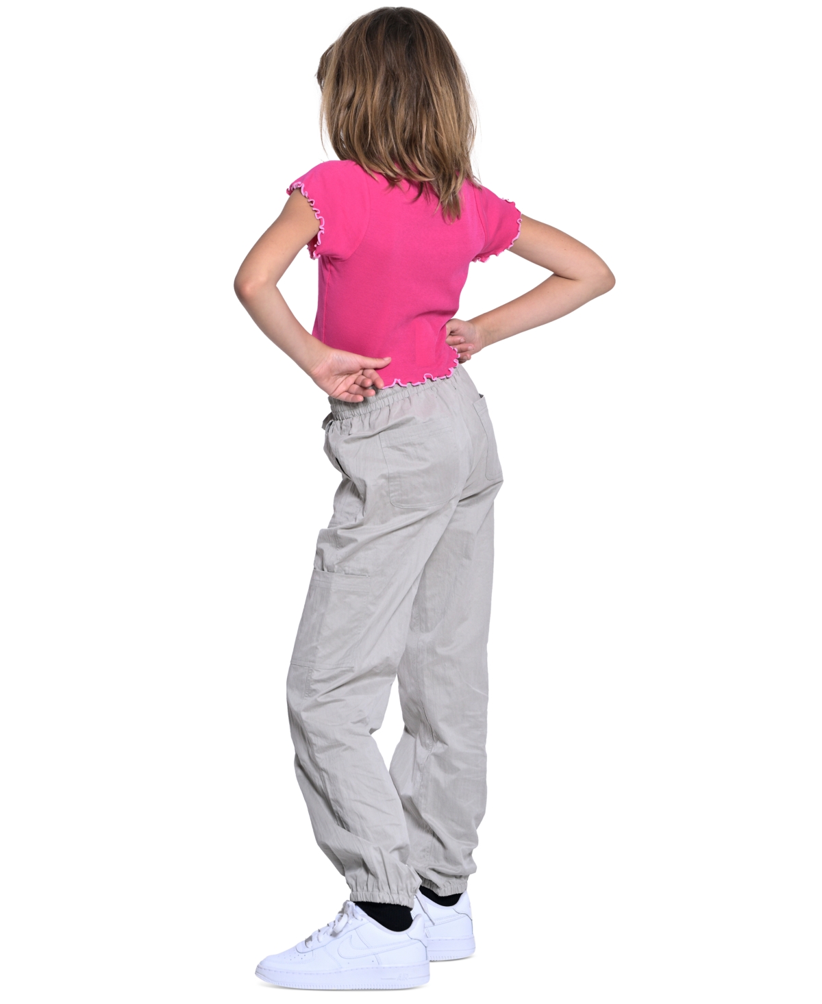 With Jules Big Girls Twill Cargo Jogger Pants -pastel Green
