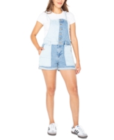 Celebrity Pink Juniors' Colorblocked Denim Shortalls - Two Tone