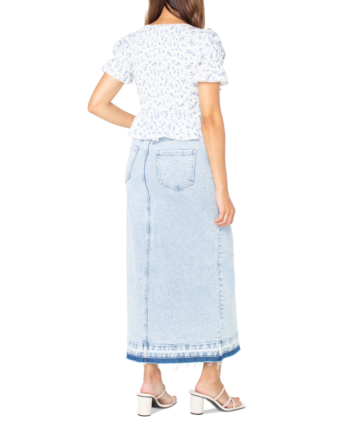 CELEBRITY PINK JUNIORS' RAW-HEM DENIM MAXI SKIRT 