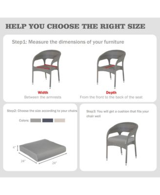 Outdoor Chair Cushion W24''xD24'' Soft, Fade-resistant Polyester, Removable Cover with Hidden Zipper, Adaptable Secure Ties, Set of 2 Available sizes suit your patio, garden, or terrace.
