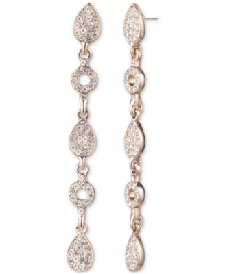 Givenchy - Gold-Tone Pav&eacute; Circle & Pear-Shape Linear Drop Earrings