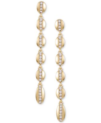 Vince Camuto - Gold-Tone Pav&eacute; Oval Linear Drop Earrings