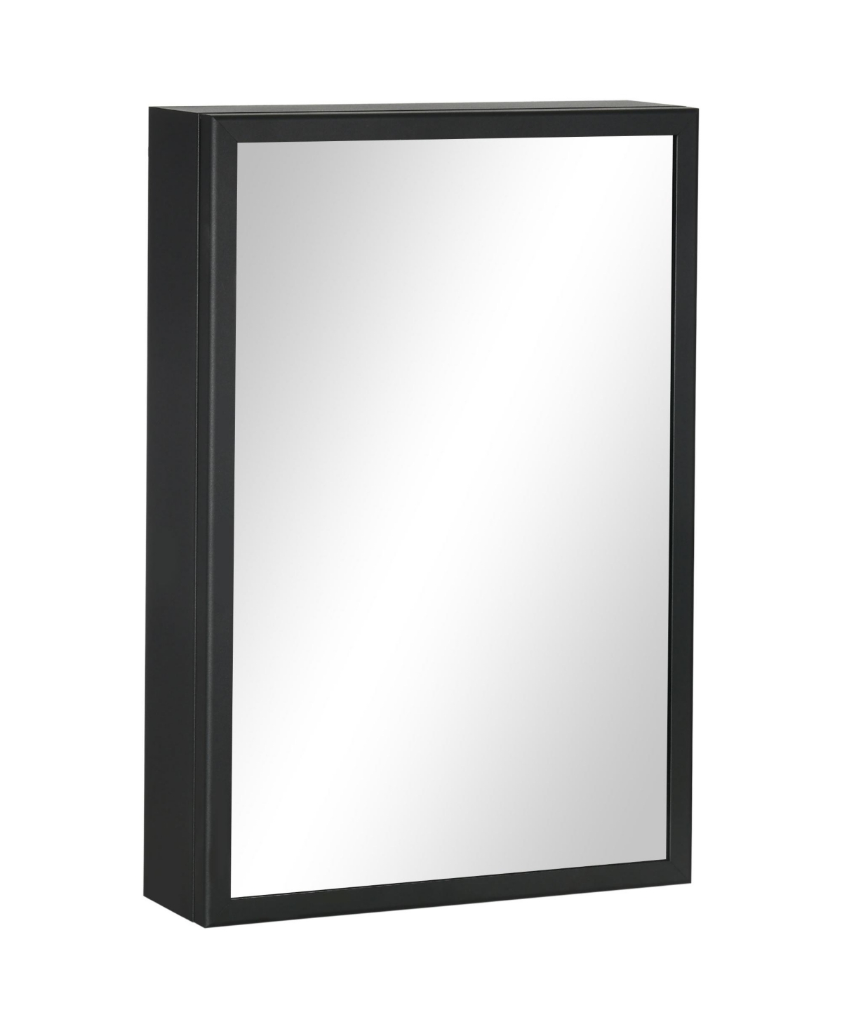 Bathroom Mirror with Storage Shelves Bathroom Wall Cabinet, Black - Black