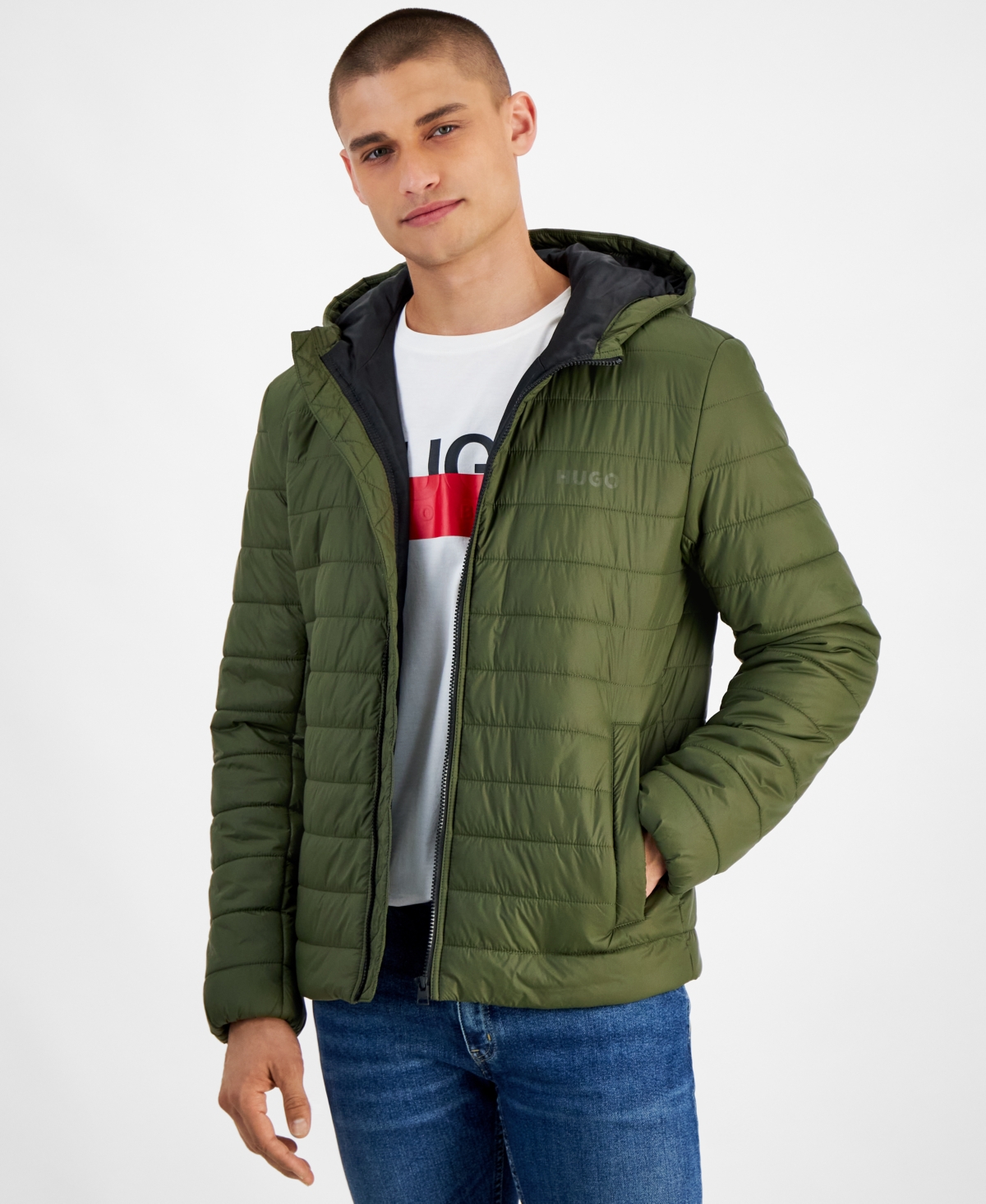 Hugo Boss Hugo By  Men's Barvi2435 Slim-fit Quilted Full-zip Liner Jacket In Charcoal