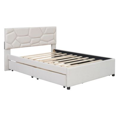 Streamdale Platform Bed with Brick Headboard and Twin Trundle