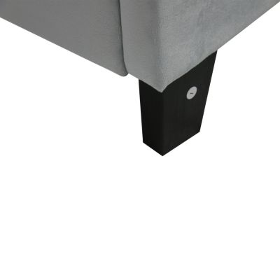  Gray Upholstered Queen Platform Bed - No Box Spring Needed