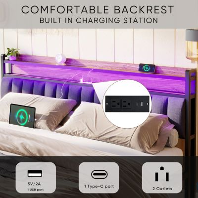 King Bed Frames With Storage and LED Platform Frame