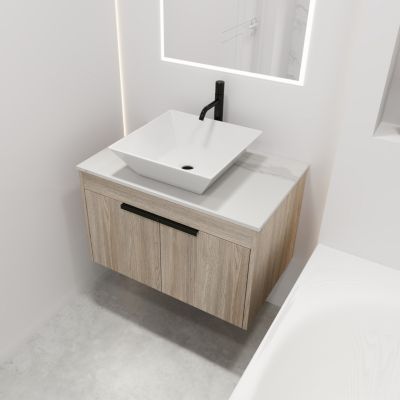 30" Modern Design Float Bathroom Vanity With Ceramic Basin Set